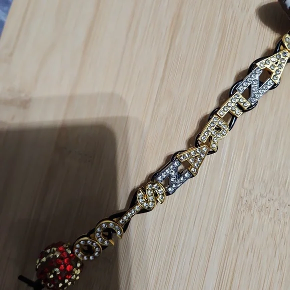Gold and Silver Charm Bracelet with Red Accents - Picture 2 of 4